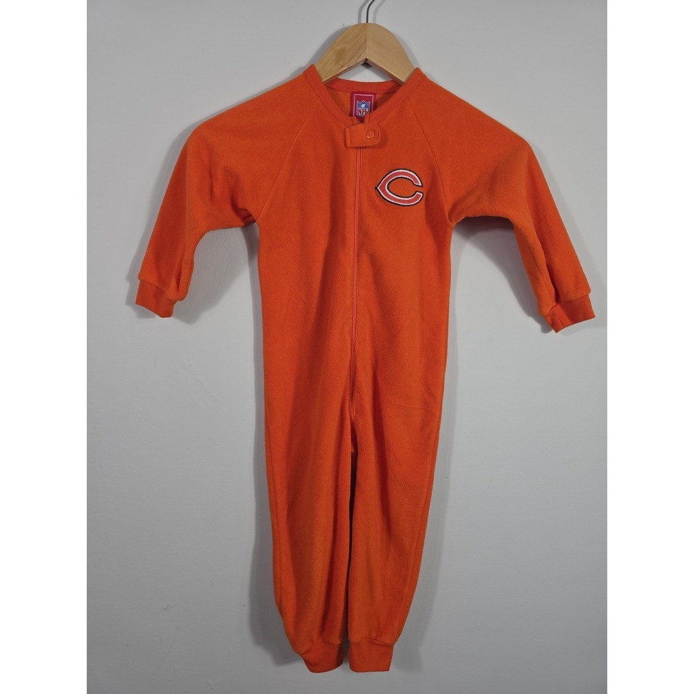 NFL Chicago Bears Baby Fleece Sleeper 3T Orange Footless Y2K Vintage